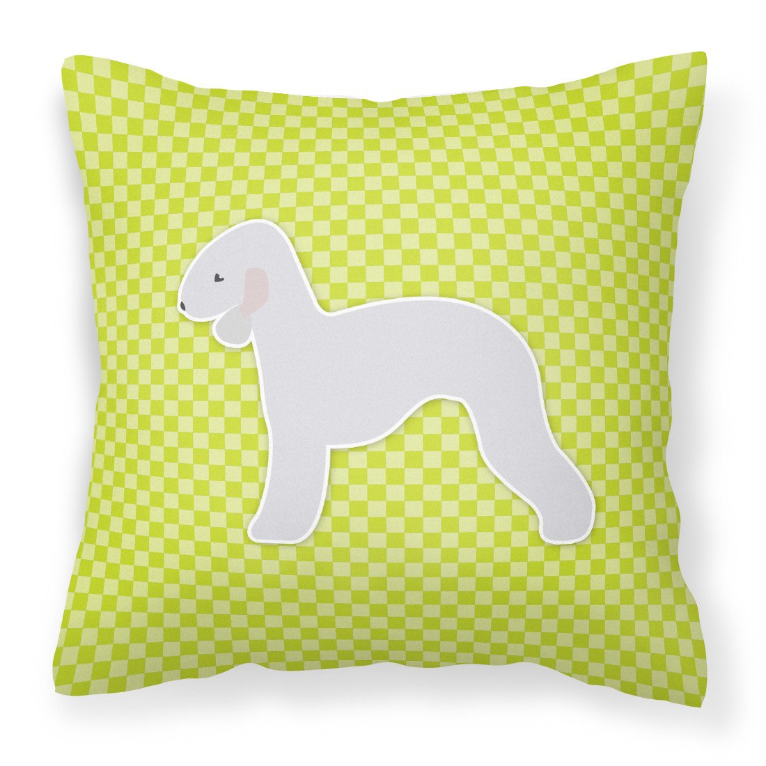Bedlington Terrier Checkerboard Green Fabric Decorative Pillow BB3794PW1818 by Caroline&#39;s Treasures