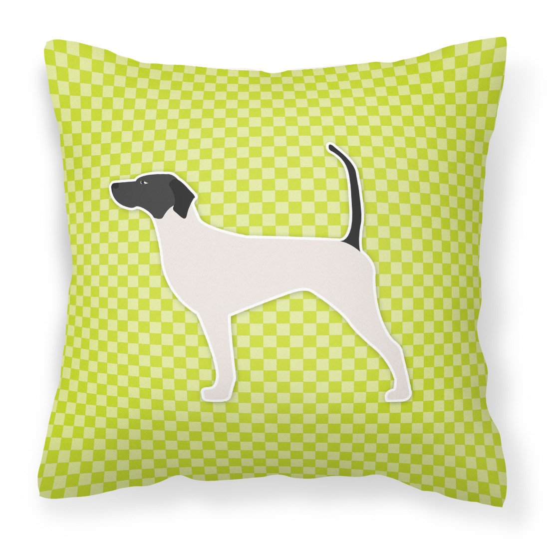 English Pointer Checkerboard Green Fabric Decorative Pillow BB3795PW1818 by Caroline&#39;s Treasures