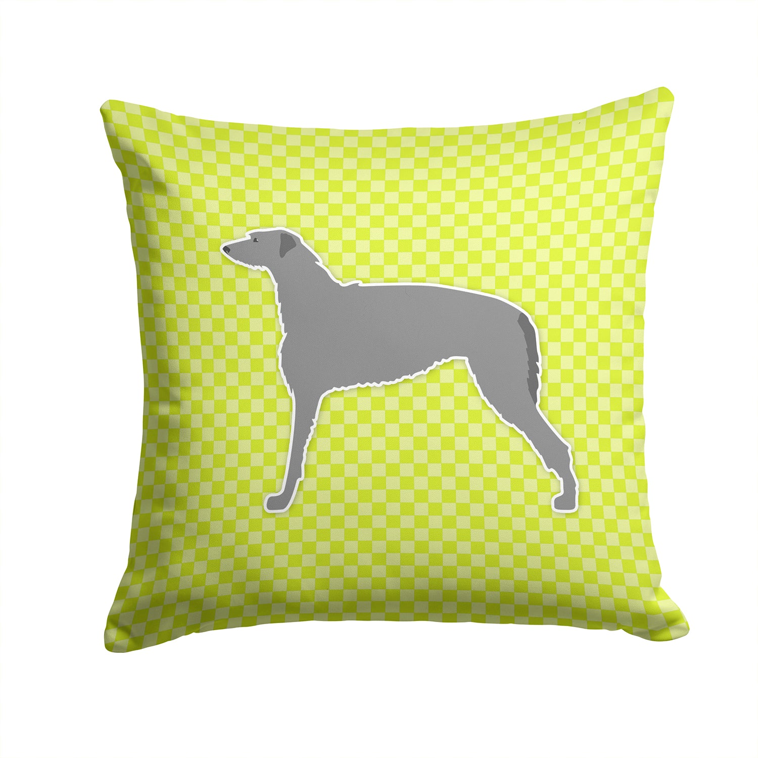 Scottish Deerhound Checkerboard Green Fabric Decorative Pillow BB3796PW1414 - the-store.com