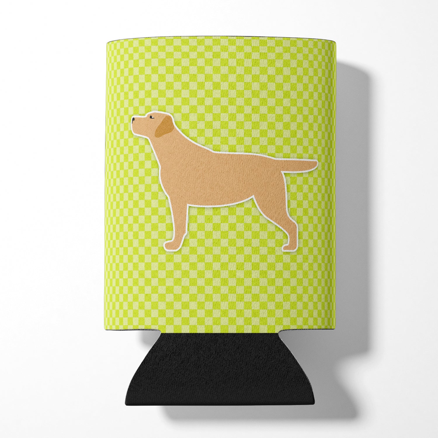 Yellow Labrador Retriever Checkerboard Green Can or Bottle Hugger BB3797CC