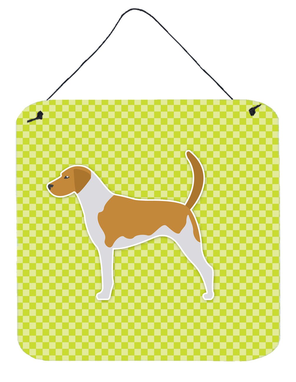American Foxhound Checkerboard Green Wall or Door Hanging Prints BB3798DS66 by Caroline&#39;s Treasures