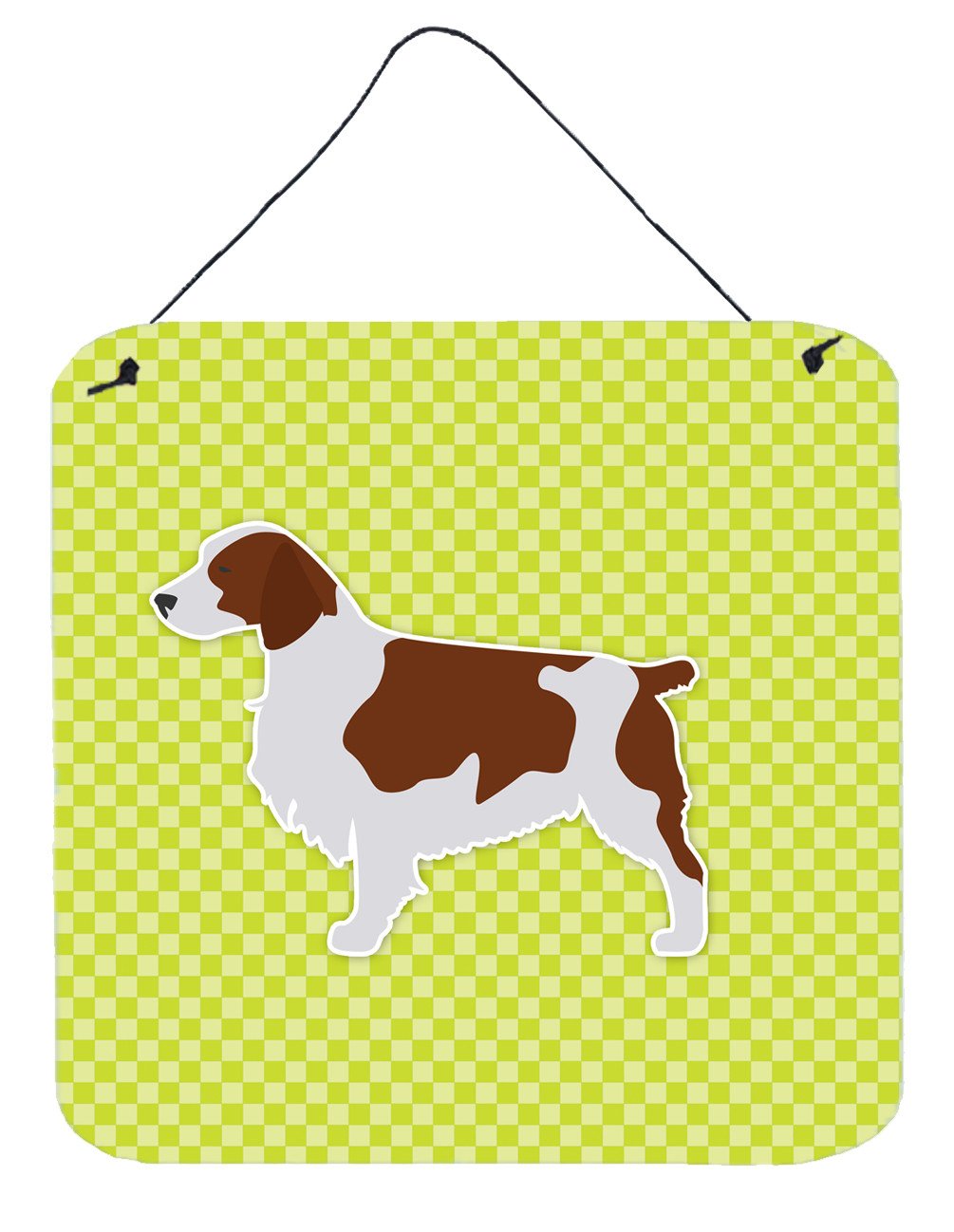 Welsh Springer Spaniel Checkerboard Green Wall or Door Hanging Prints BB3800DS66 by Caroline&#39;s Treasures