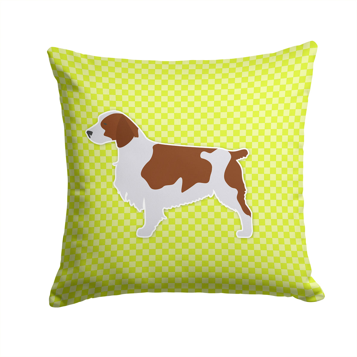 Welsh Springer Spaniel Checkerboard Green Fabric Decorative Pillow BB3800PW1414 - the-store.com