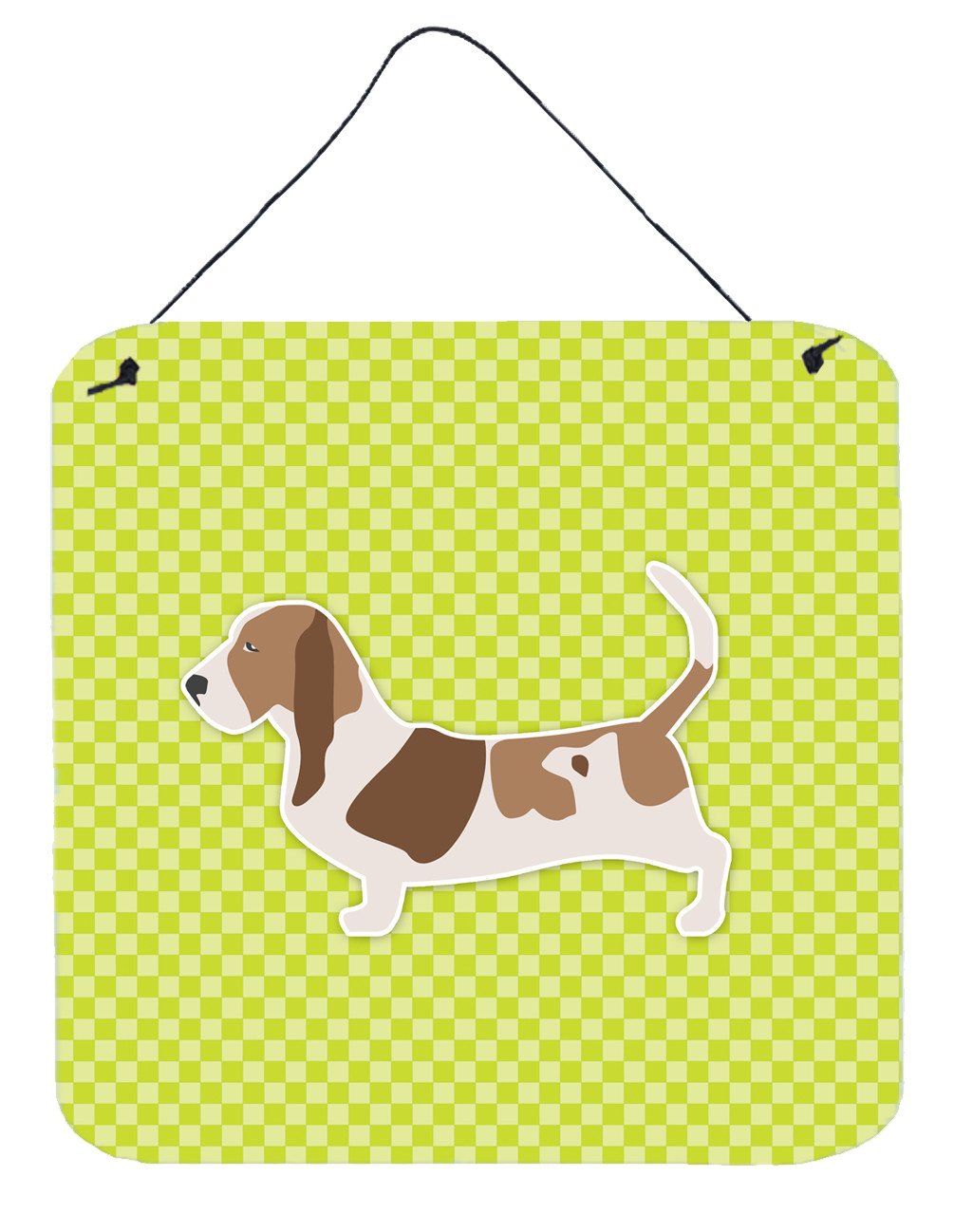 Basset Hound Checkerboard Green Wall or Door Hanging Prints BB3802DS66 by Caroline&#39;s Treasures