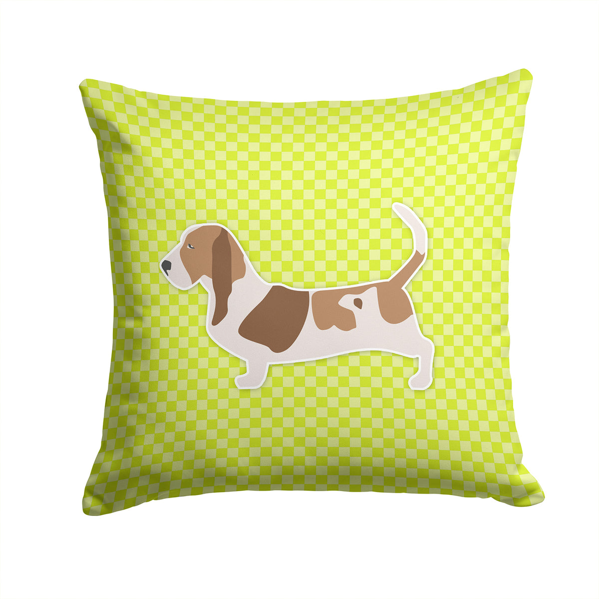 Basset Hound Checkerboard Green Fabric Decorative Pillow BB3802PW1414 - the-store.com