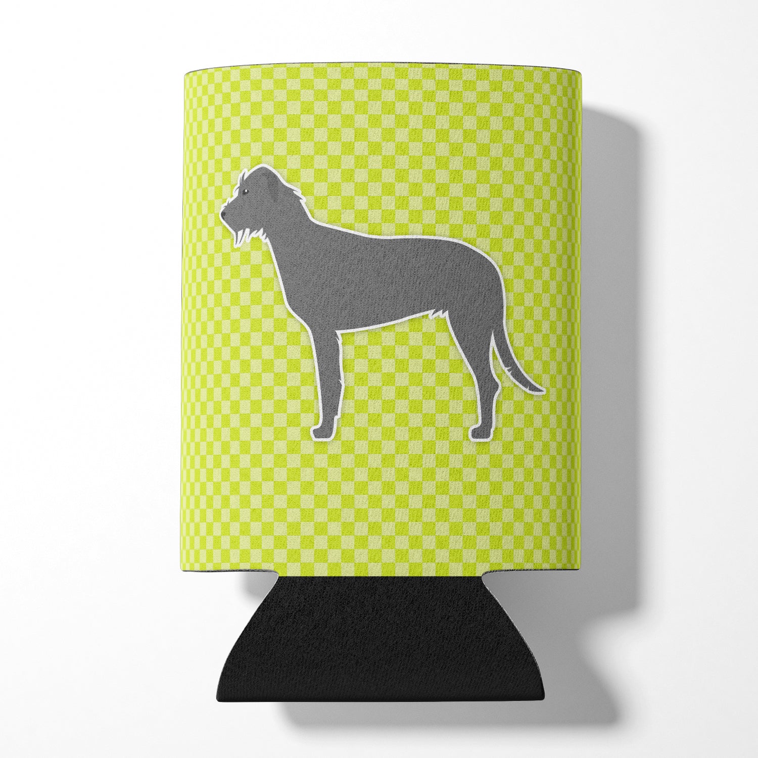 Irish Wolfhound Checkerboard Green Can ou Bottle Hugger BB3803CC