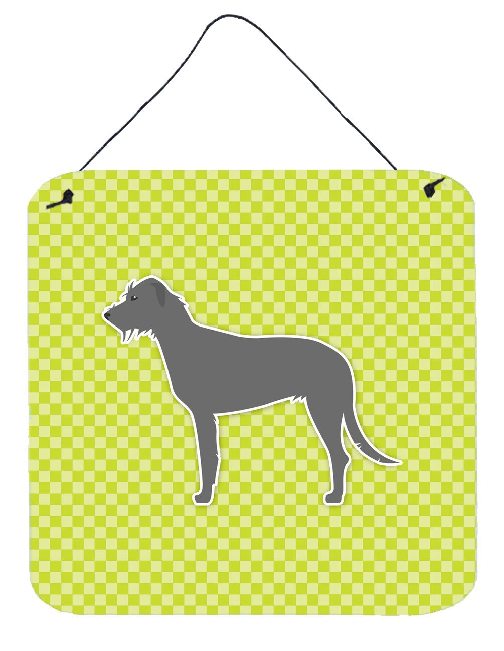 Irish Wolfhound Checkerboard Green Wall or Door Hanging Prints BB3803DS66 by Caroline&#39;s Treasures
