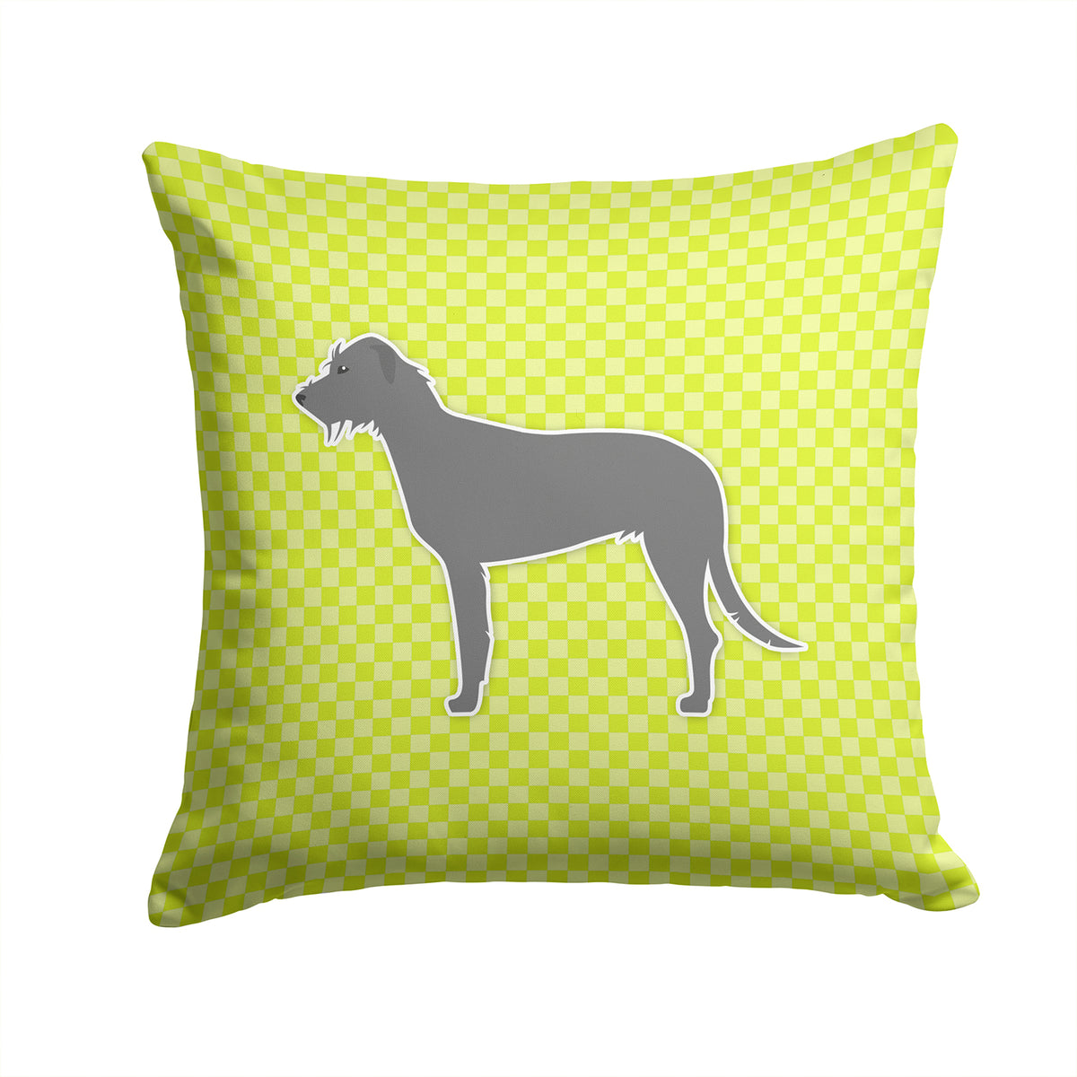 Irish Wolfhound Checkerboard Green Fabric Decorative Pillow BB3803PW1414 - the-store.com
