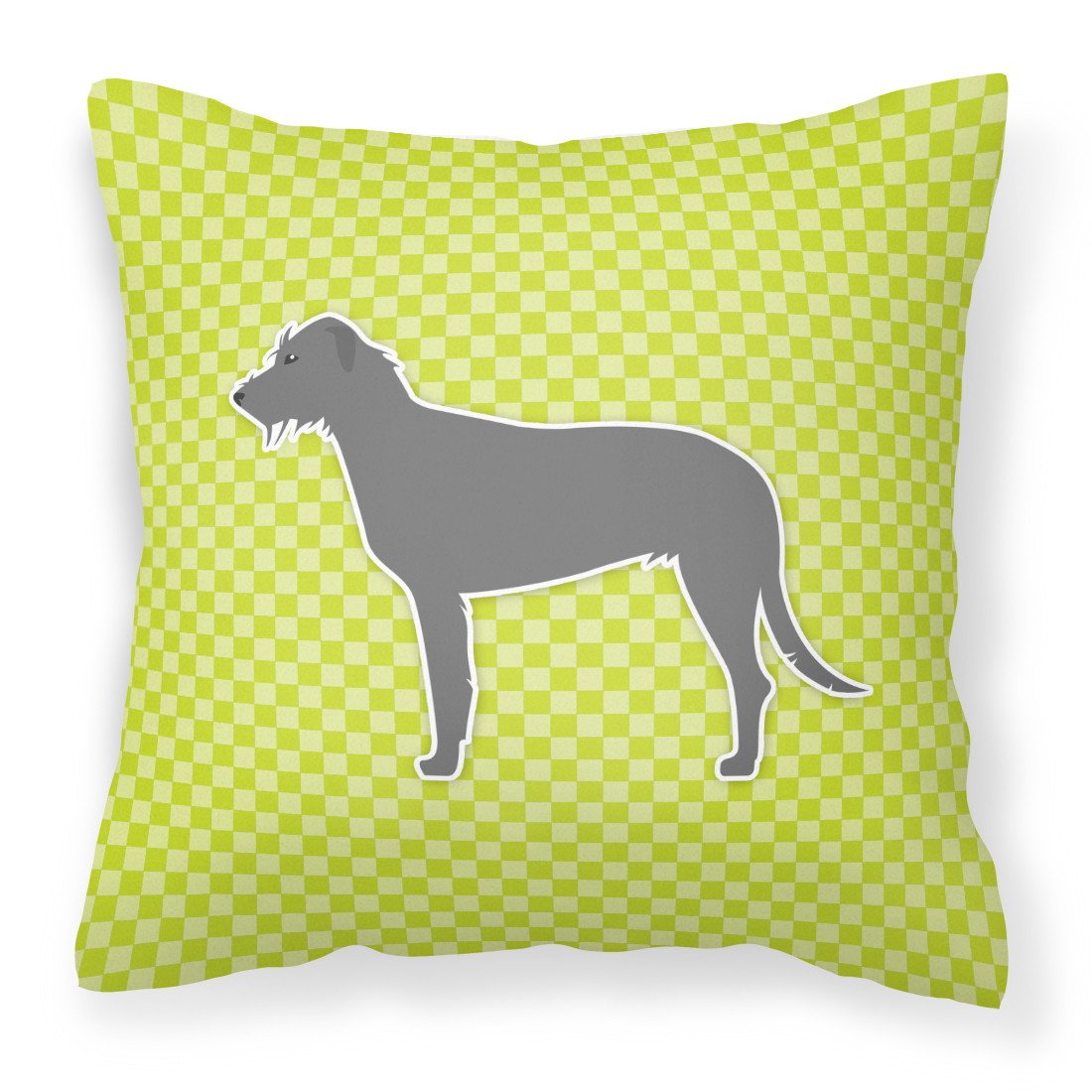 Irish Wolfhound Checkerboard Green Fabric Decorative Pillow BB3803PW1818 by Caroline&#39;s Treasures