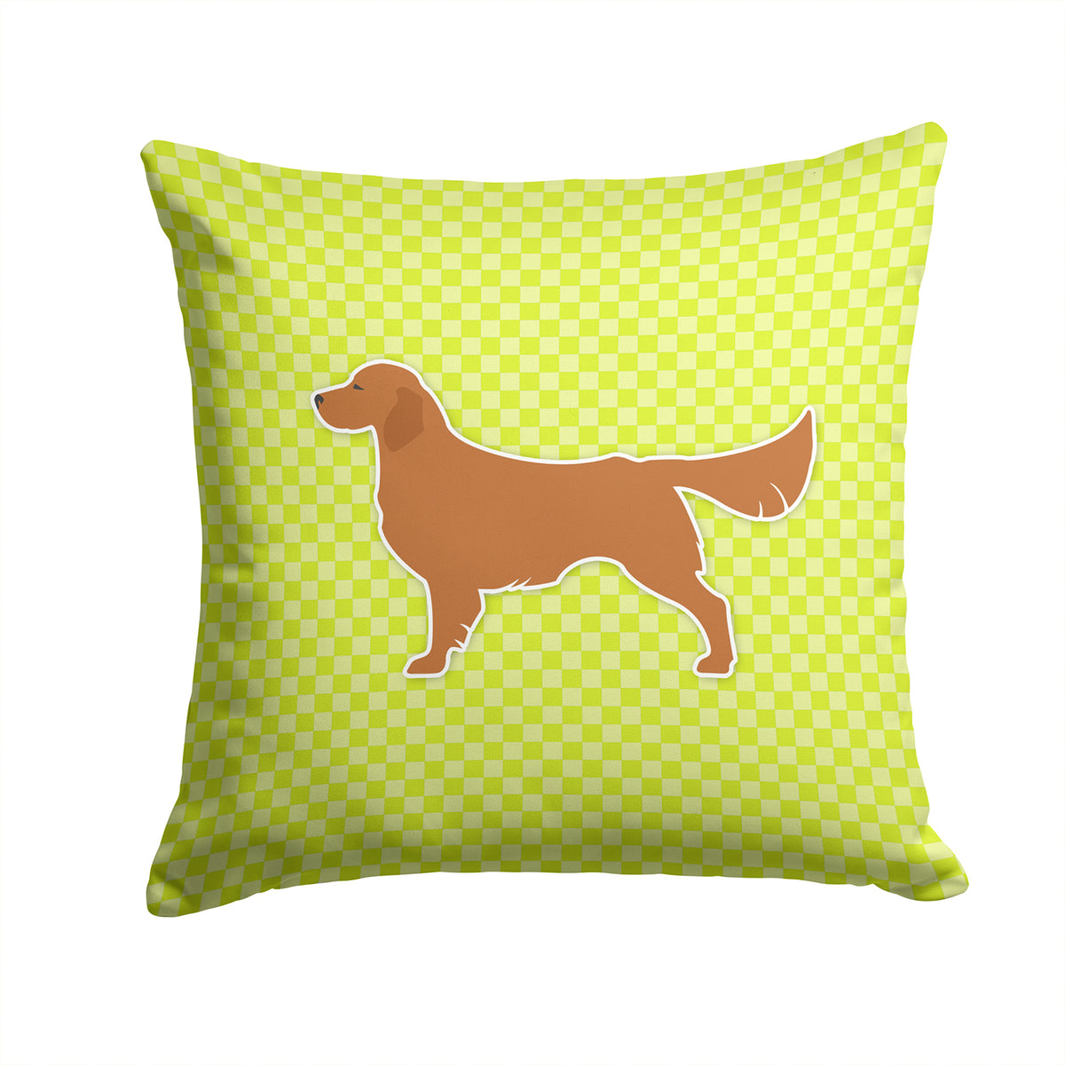 Golden Retriever Checkerboard Green Fabric Decorative Pillow BB3804PW1414 - the-store.com