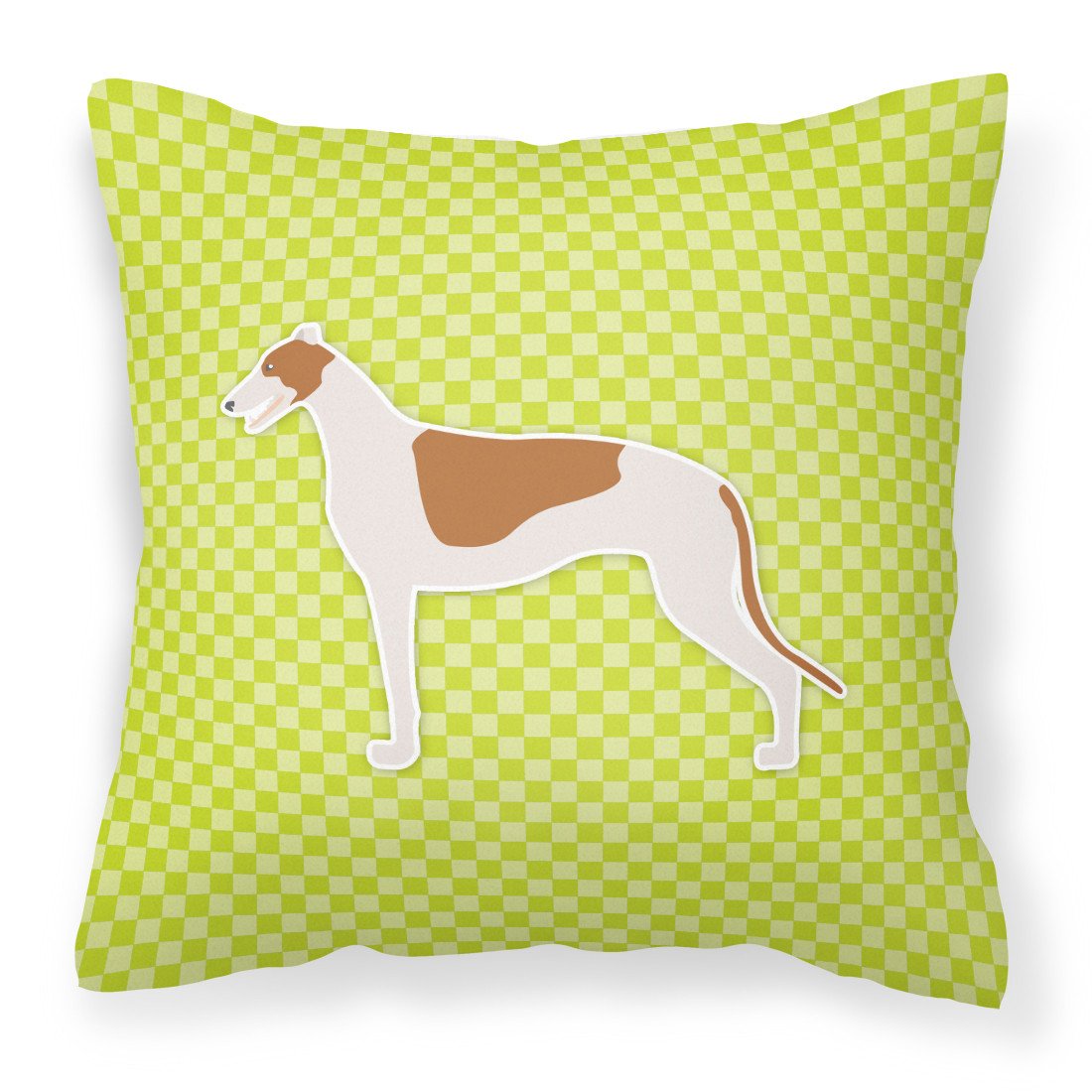 Greyhound Checkerboard Green Fabric Decorative Pillow BB3805PW1818 by Caroline&#39;s Treasures