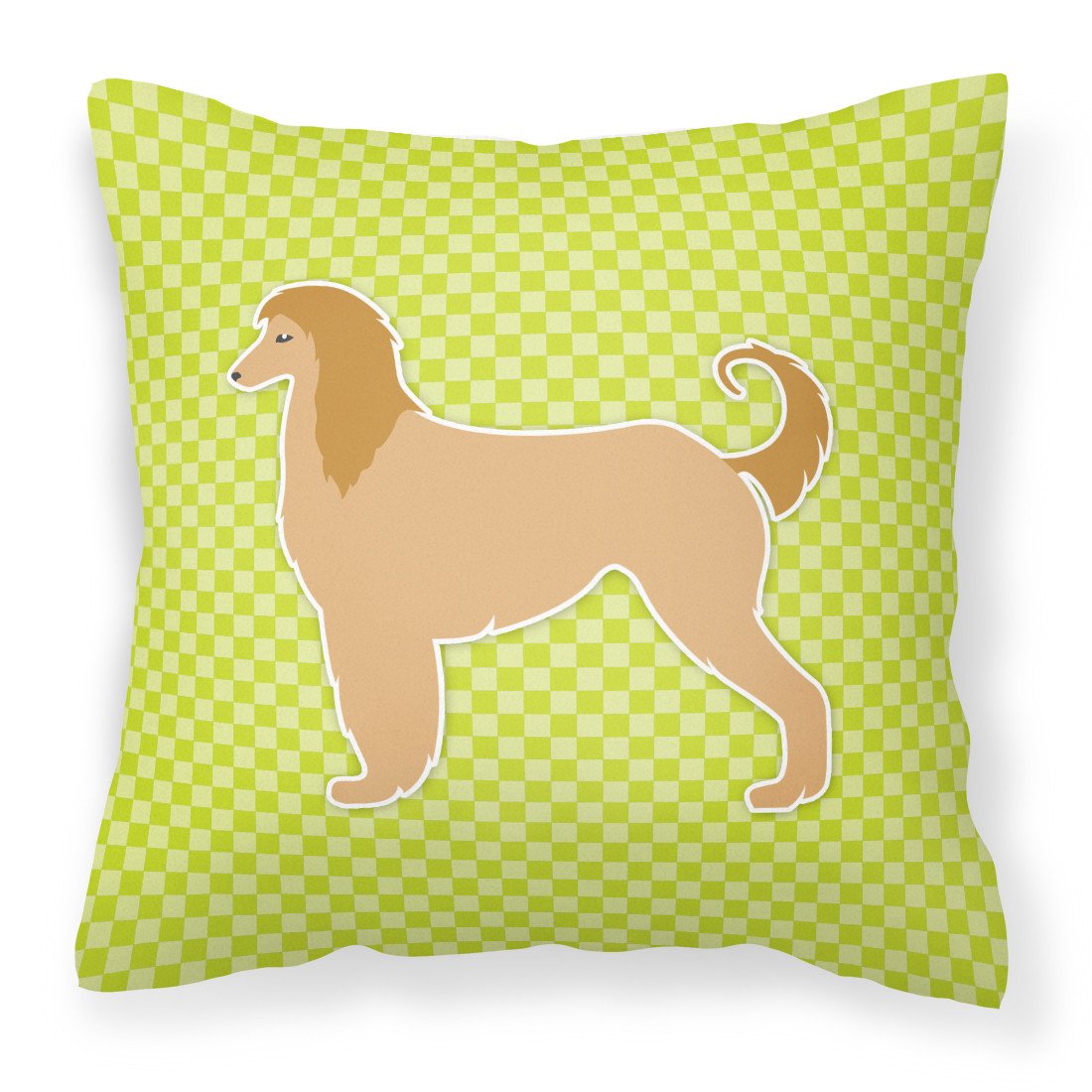 Afghan Hound Checkerboard Green Fabric Decorative Pillow BB3806PW1818 by Caroline&#39;s Treasures