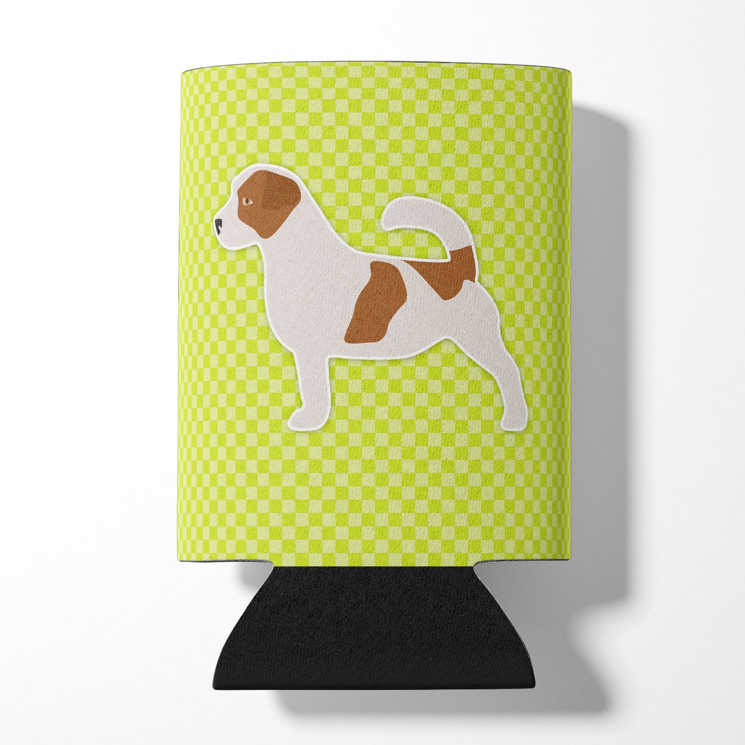 Jack Russell Terrier Checkerboard Green Can or Bottle Hugger BB3807CC  the-store.com.