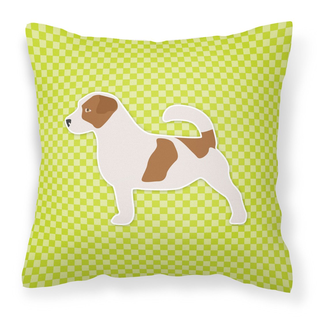 Jack Russell Terrier Checkerboard Green Fabric Decorative Pillow BB3807PW1818 by Caroline&#39;s Treasures