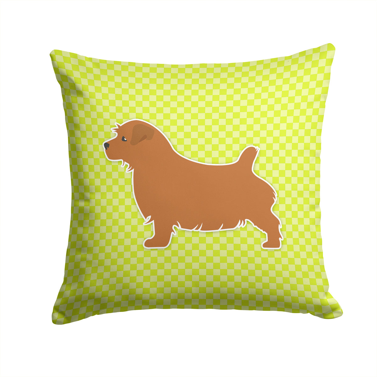 Norfolk Terrier Checkerboard Green Fabric Decorative Pillow BB3809PW1414 - the-store.com