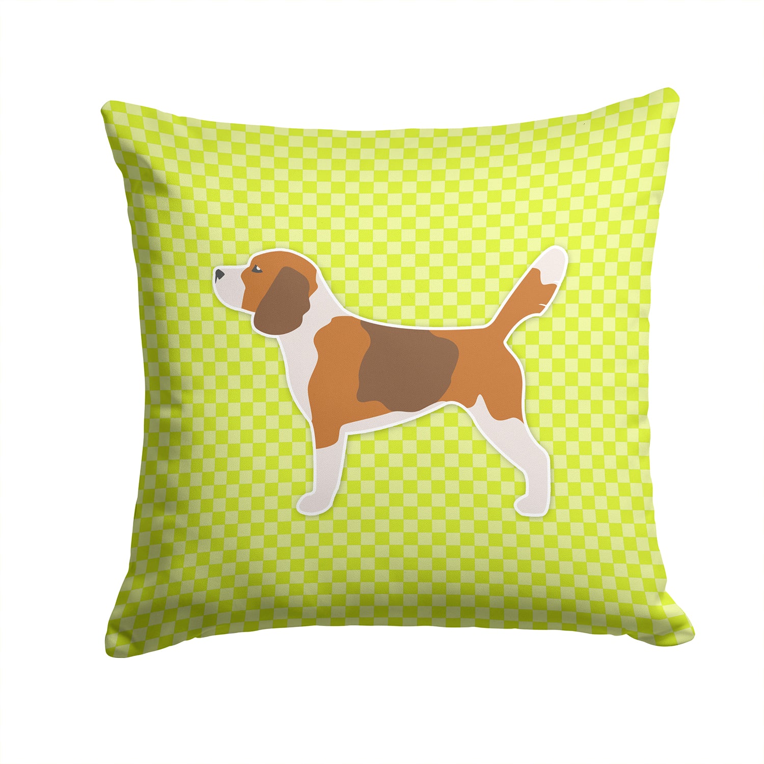 Beagle Checkerboard Green Fabric Decorative Pillow BB3810PW1414 - the-store.com