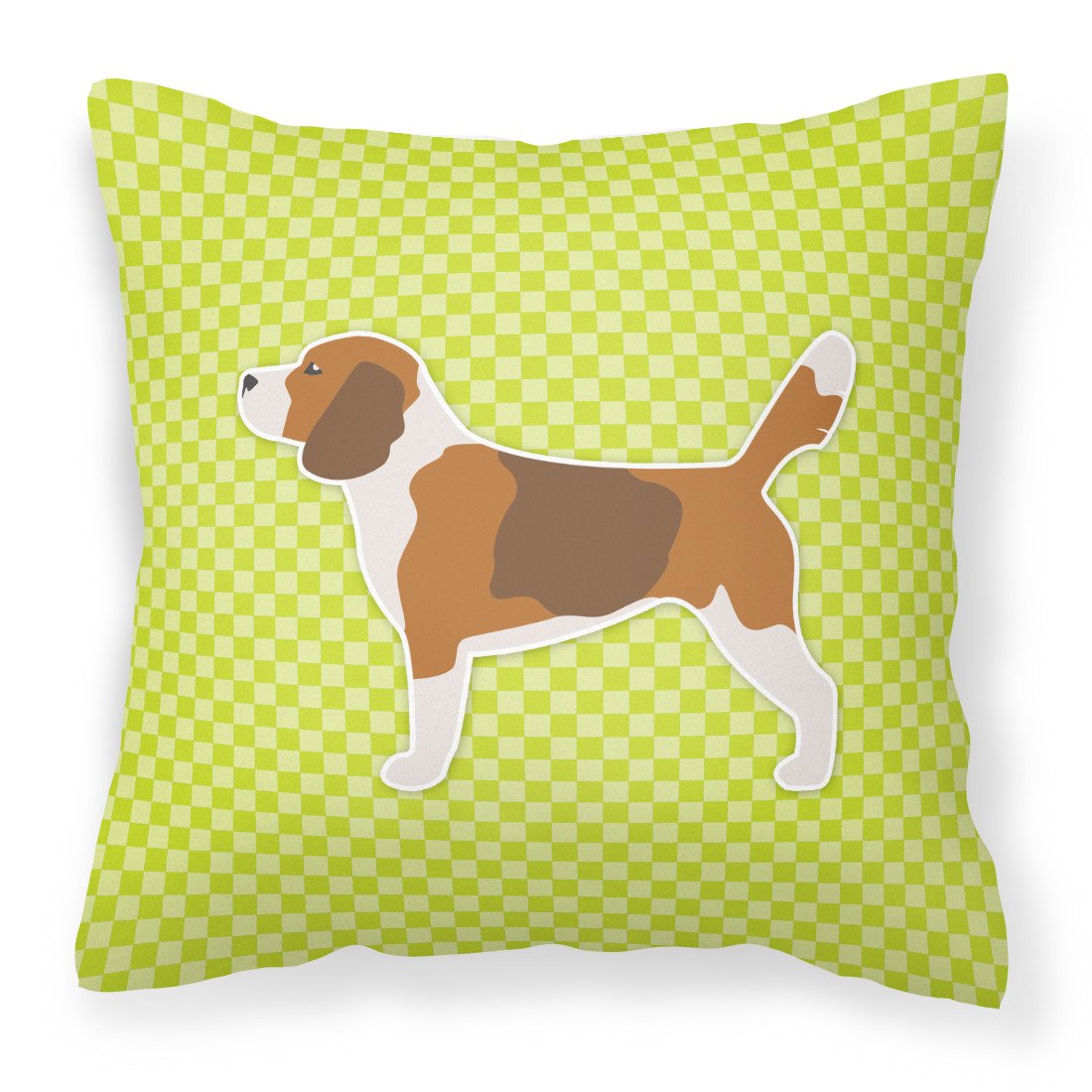 Beagle Checkerboard Green Fabric Decorative Pillow BB3810PW1818 by Caroline&#39;s Treasures