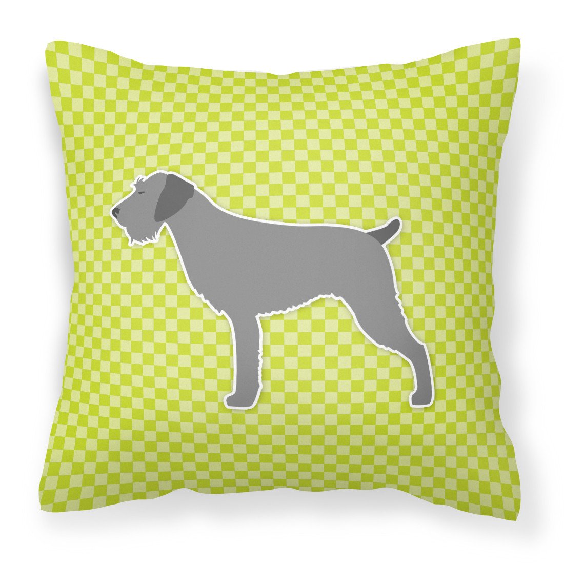 German Wirehaired Pointer Checkerboard Green Fabric Decorative Pillow BB3811PW1818 by Caroline&#39;s Treasures
