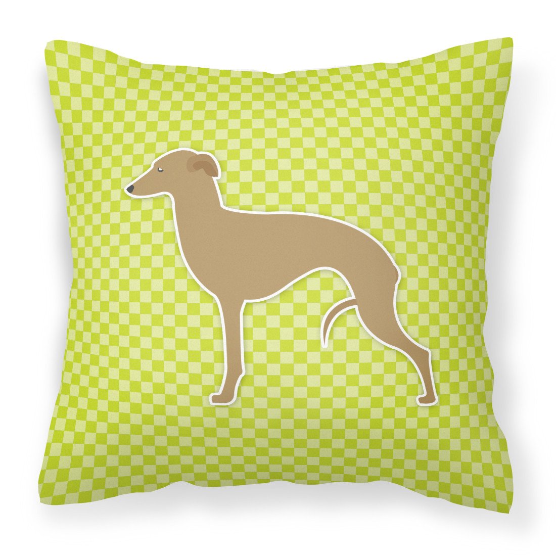 Italian Greyhound Checkerboard Green Fabric Decorative Pillow BB3814PW1818 by Caroline&#39;s Treasures
