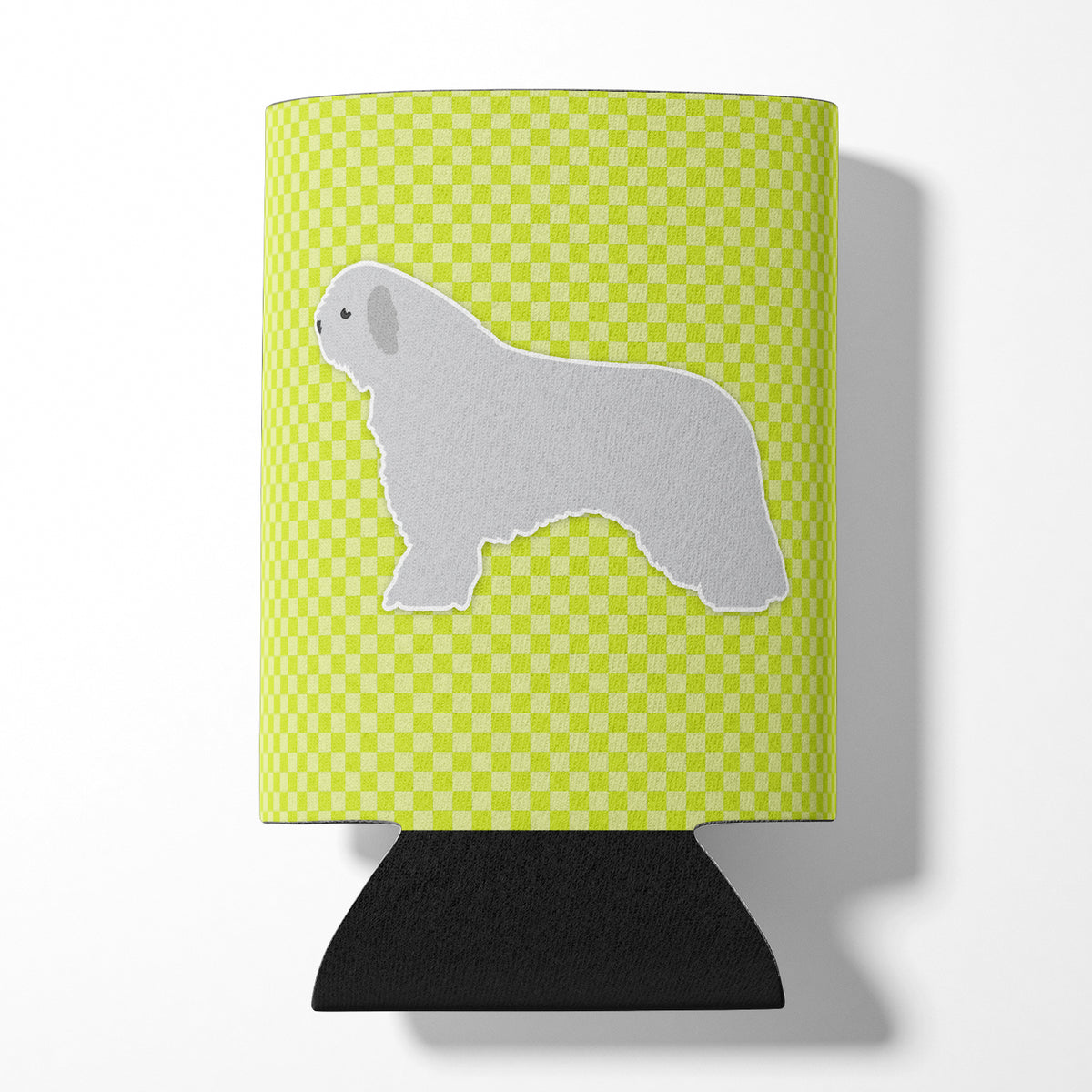 Spanish Water Dog Checkerboard Green Can or Bottle Hugger BB3815CC