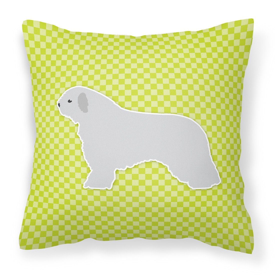 Spanish Water Dog Checkerboard Green Fabric Decorative Pillow BB3815PW1818 by Caroline&#39;s Treasures