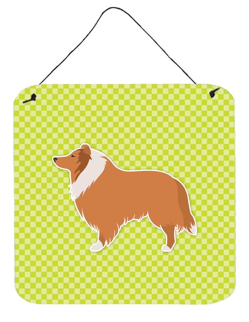 Collie Checkerboard Green Wall or Door Hanging Prints BB3816DS66 by Caroline&#39;s Treasures