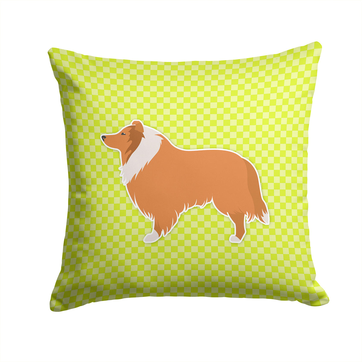 Collie Checkerboard Green Fabric Decorative Pillow BB3816PW1414 - the-store.com