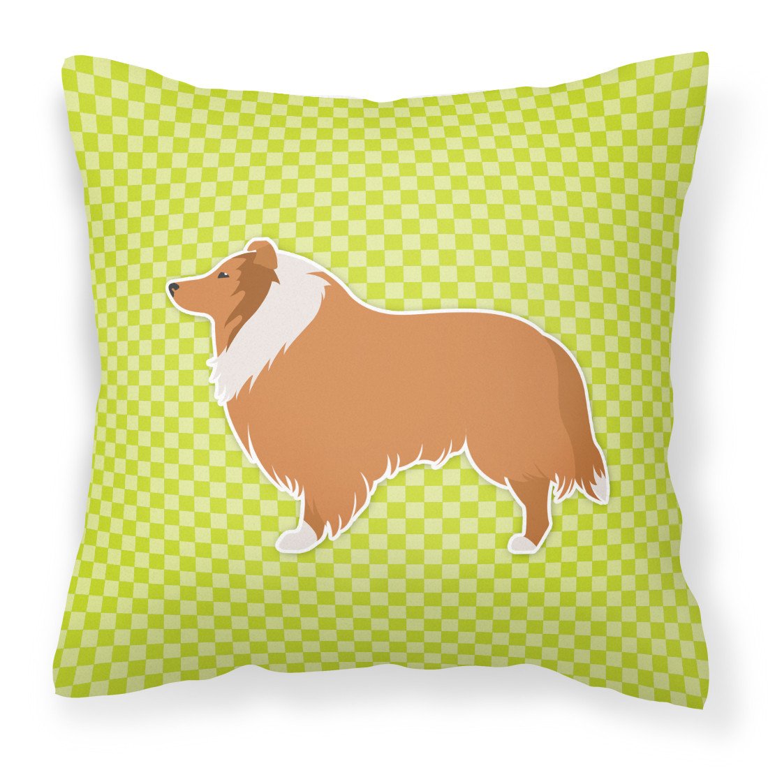 Collie Checkerboard Green Fabric Decorative Pillow BB3816PW1818 by Caroline&#39;s Treasures