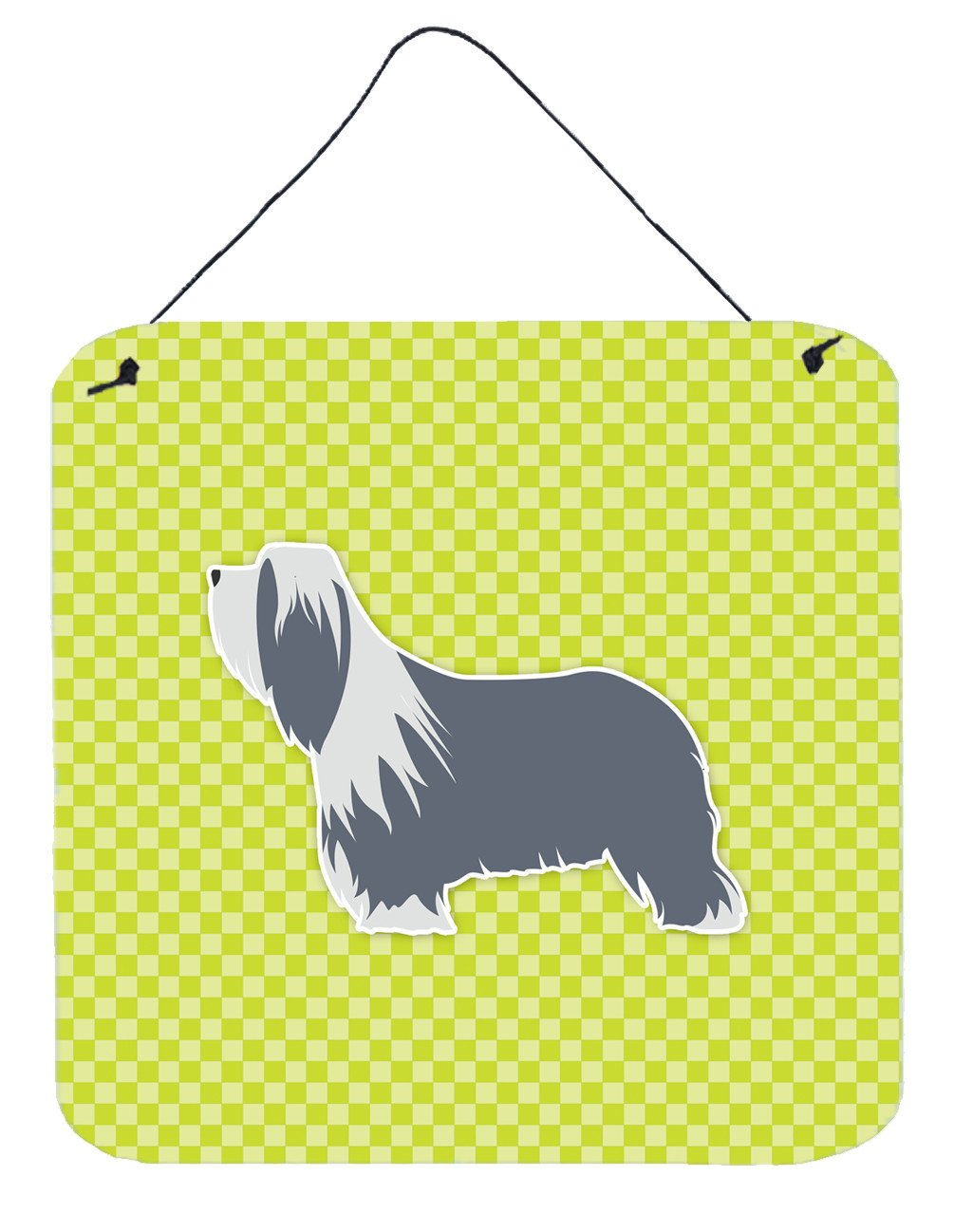 Bearded Collie Checkerboard Green Wall or Door Hanging Prints BB3817DS66 by Caroline&#39;s Treasures