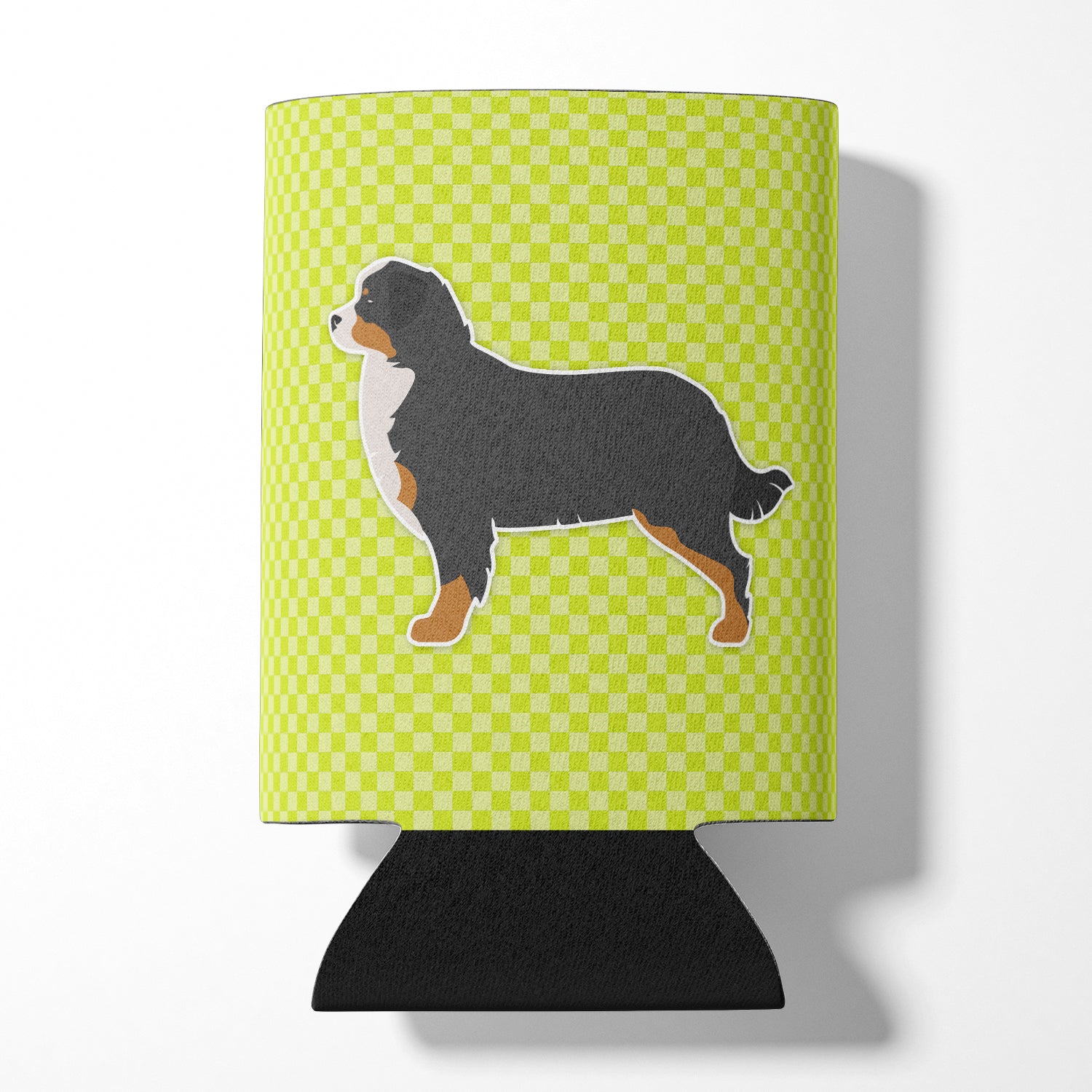 Bernese Mountain Dog Checkerboard Green Can or Bottle Hugger BB3819CC  the-store.com.