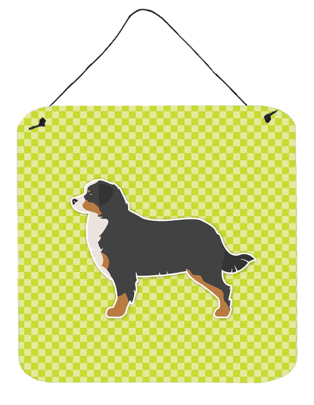 Bernese Mountain Dog Checkerboard Green Wall or Door Hanging Prints BB3819DS66 by Caroline&#39;s Treasures