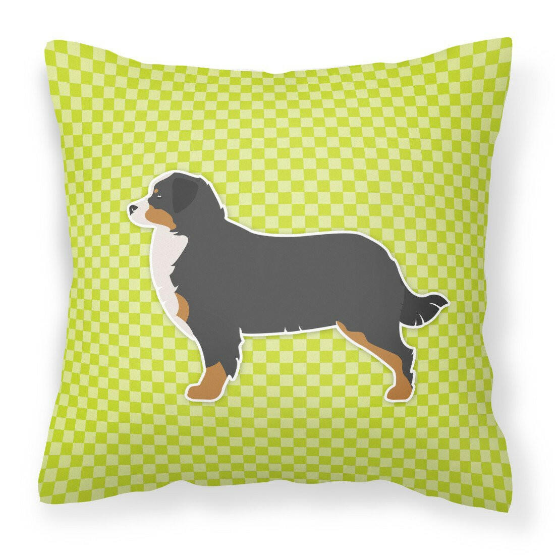 Bernese Mountain Dog Checkerboard Green Fabric Decorative Pillow BB3819PW1818 by Caroline&#39;s Treasures