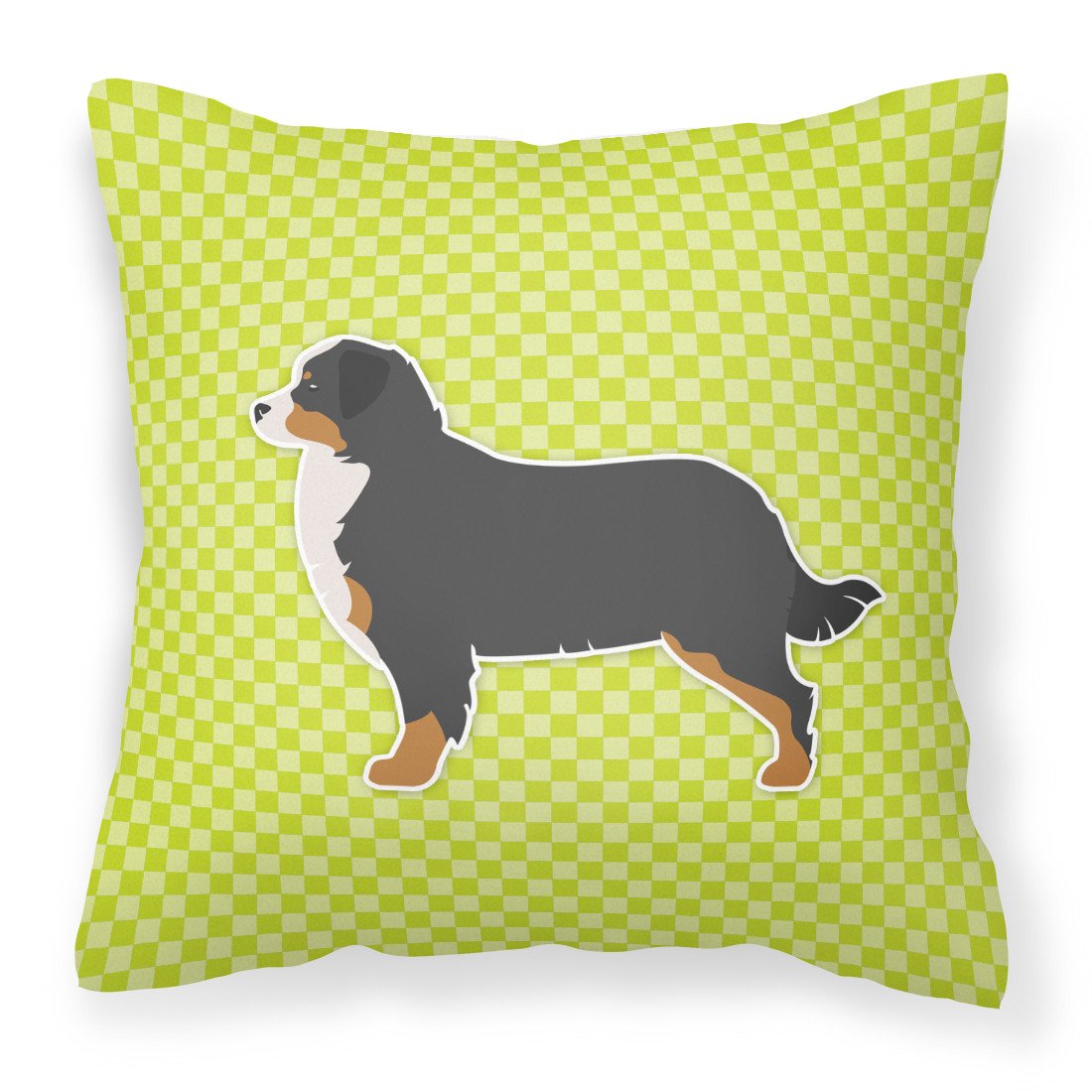 Bernese Mountain Dog Checkerboard Green Fabric Decorative Pillow BB3819PW1818 by Caroline's Treasures