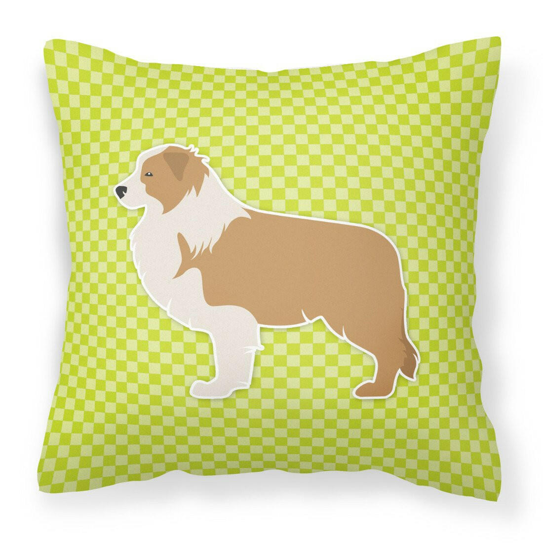 Red Border Collie Checkerboard Green Fabric Decorative Pillow BB3822PW1818 by Caroline's Treasures