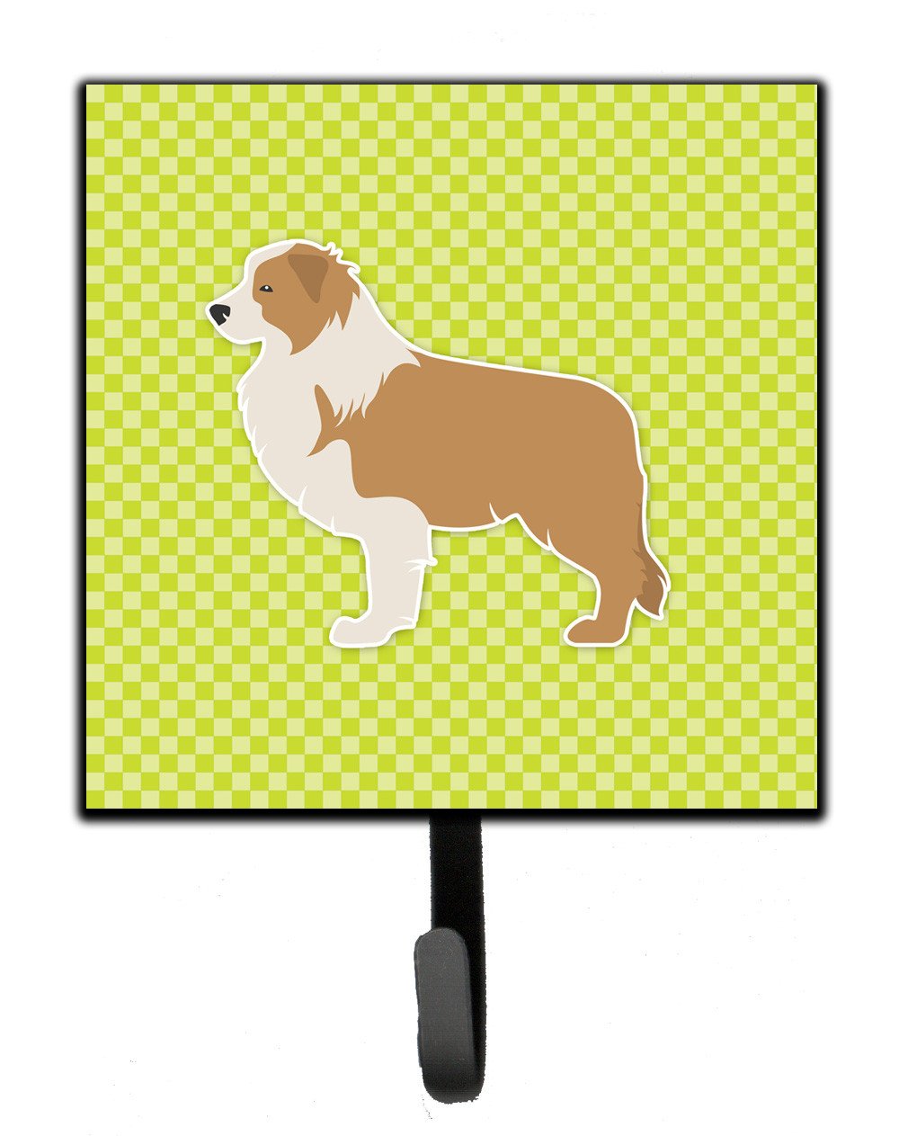 Red Border Collie Checkerboard Green Leash or Key Holder BB3822SH4 by Caroline's Treasures