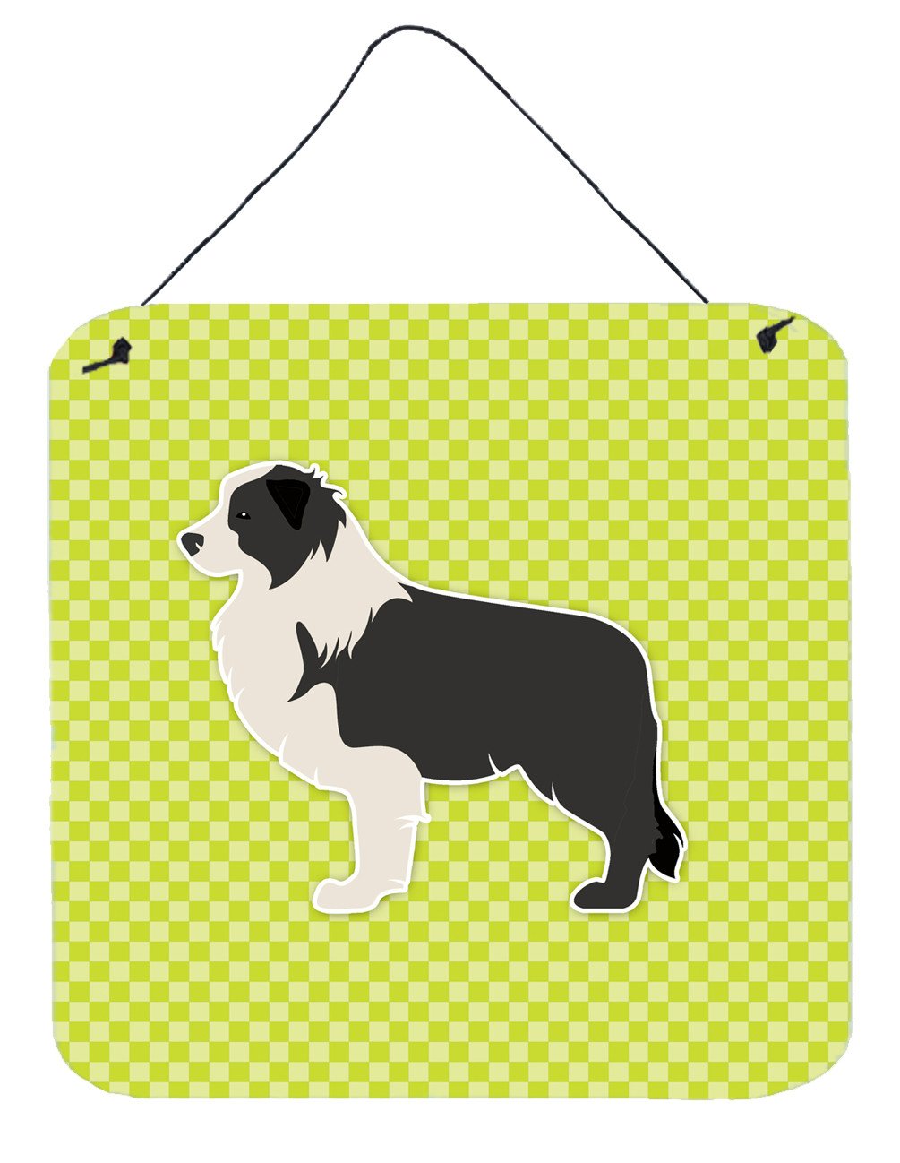 Black Border Collie Checkerboard Green Wall or Door Hanging Prints BB3823DS66 by Caroline&#39;s Treasures