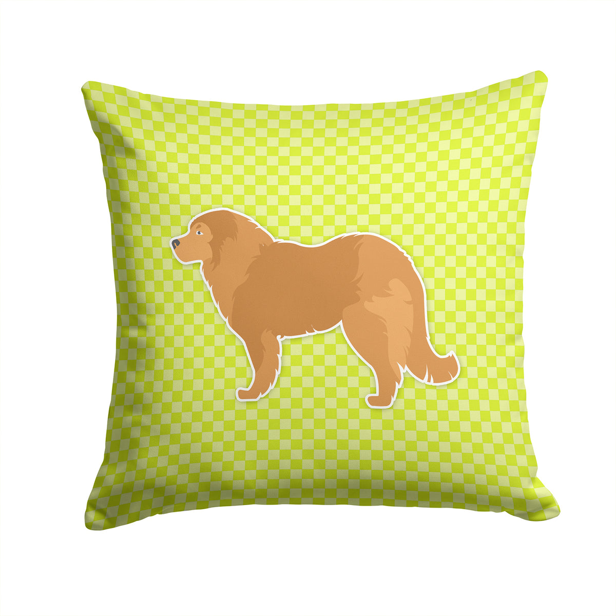 Caucasian Shepherd Dog Checkerboard Green Fabric Decorative Pillow BB3825PW1414 - the-store.com
