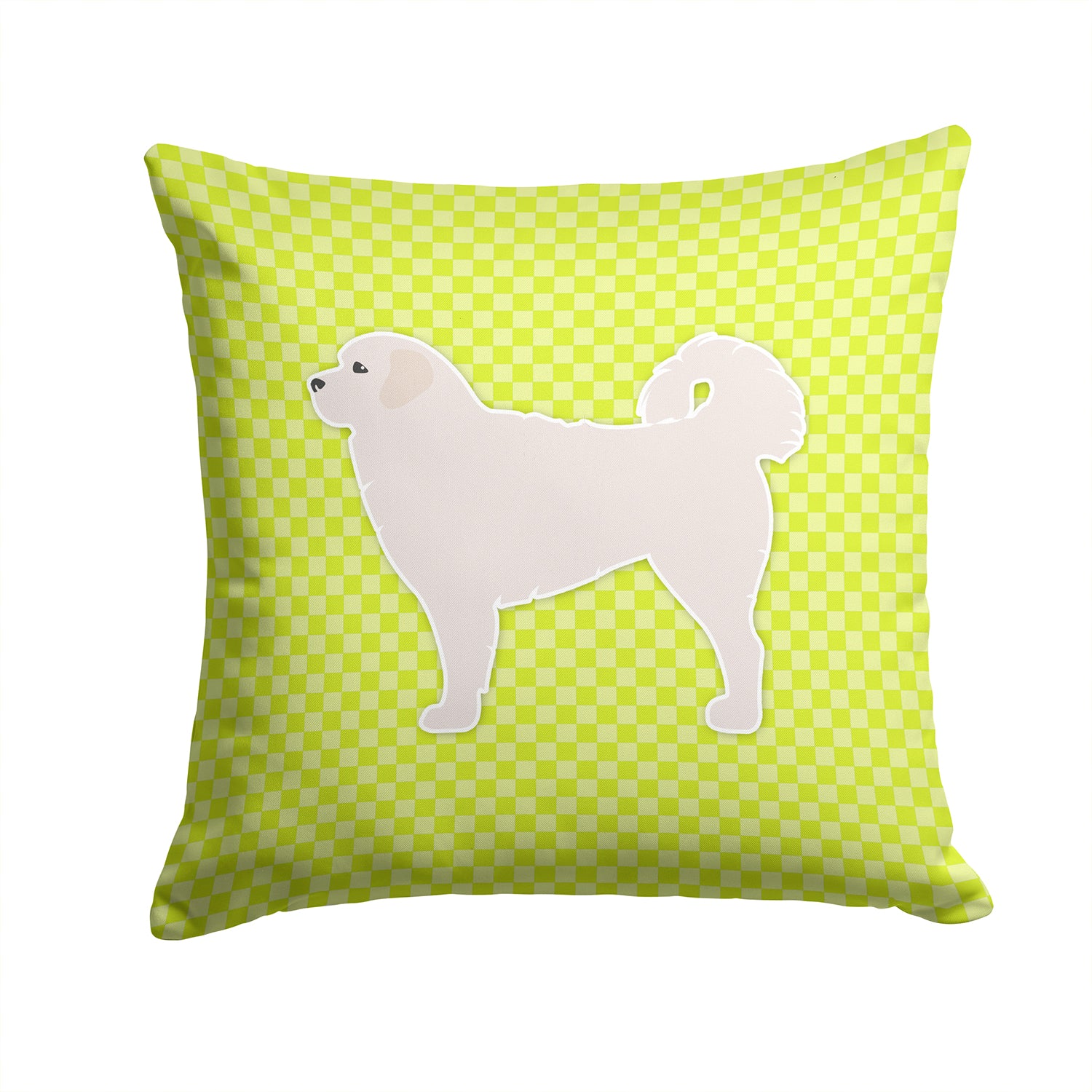 Polish Tatra Sheepdog Checkerboard Green Fabric Decorative Pillow BB3827PW1414 - the-store.com