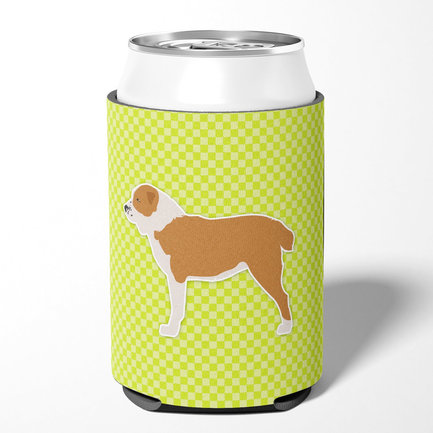 Central Asian Shepherd Dog Checkerboard Green Can or Bottle Hugger BB3828CC  the-store.com.