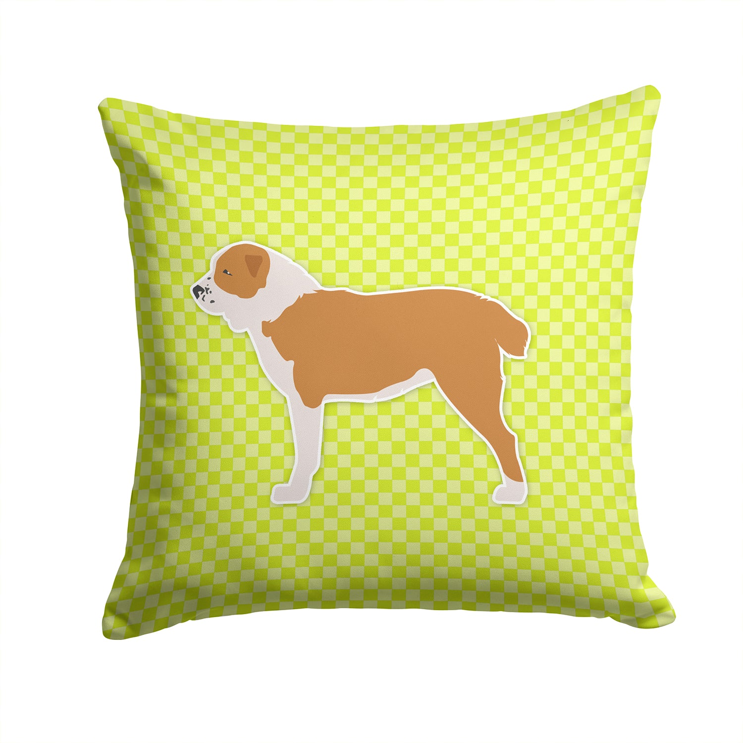 Central Asian Shepherd Dog Checkerboard Green Fabric Decorative Pillow BB3828PW1414 - the-store.com