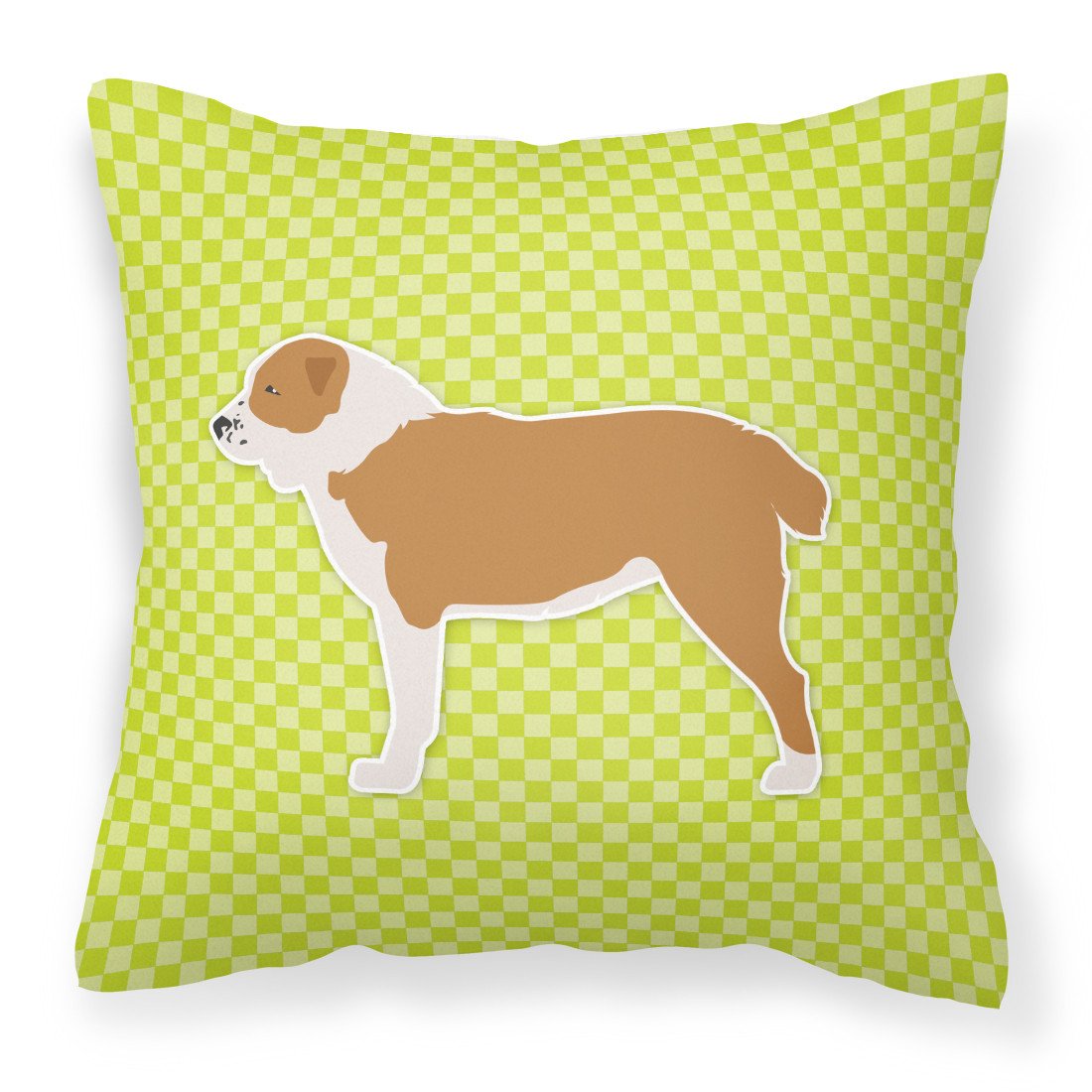 Central Asian Shepherd Dog Checkerboard Green Fabric Decorative Pillow BB3828PW1818 by Caroline&#39;s Treasures