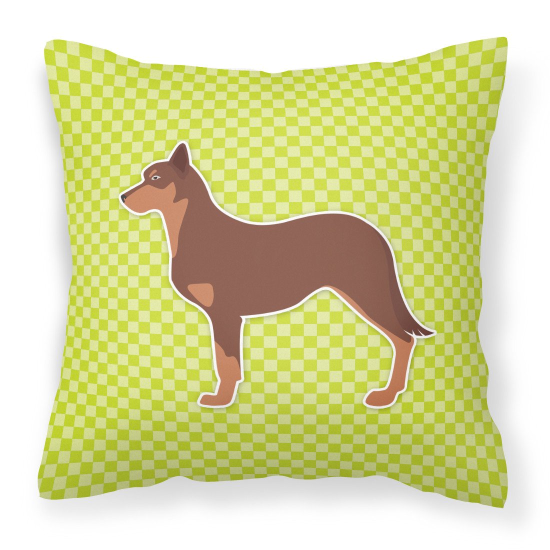 Australian Kelpie Dog Checkerboard Green Fabric Decorative Pillow BB3829PW1818 by Caroline&#39;s Treasures