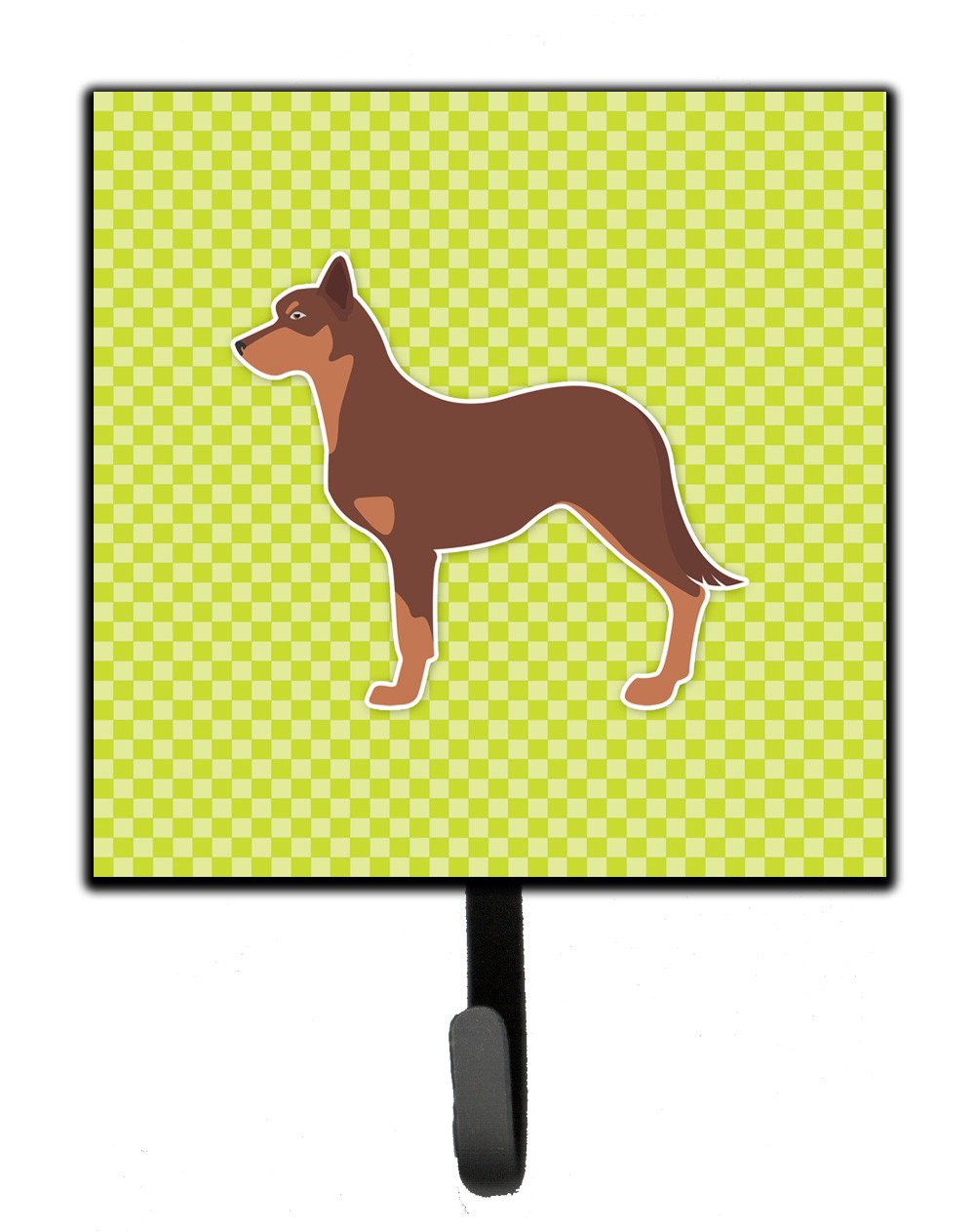 Australian Kelpie Dog Checkerboard Green Leash or Key Holder BB3829SH4 by Caroline&#39;s Treasures
