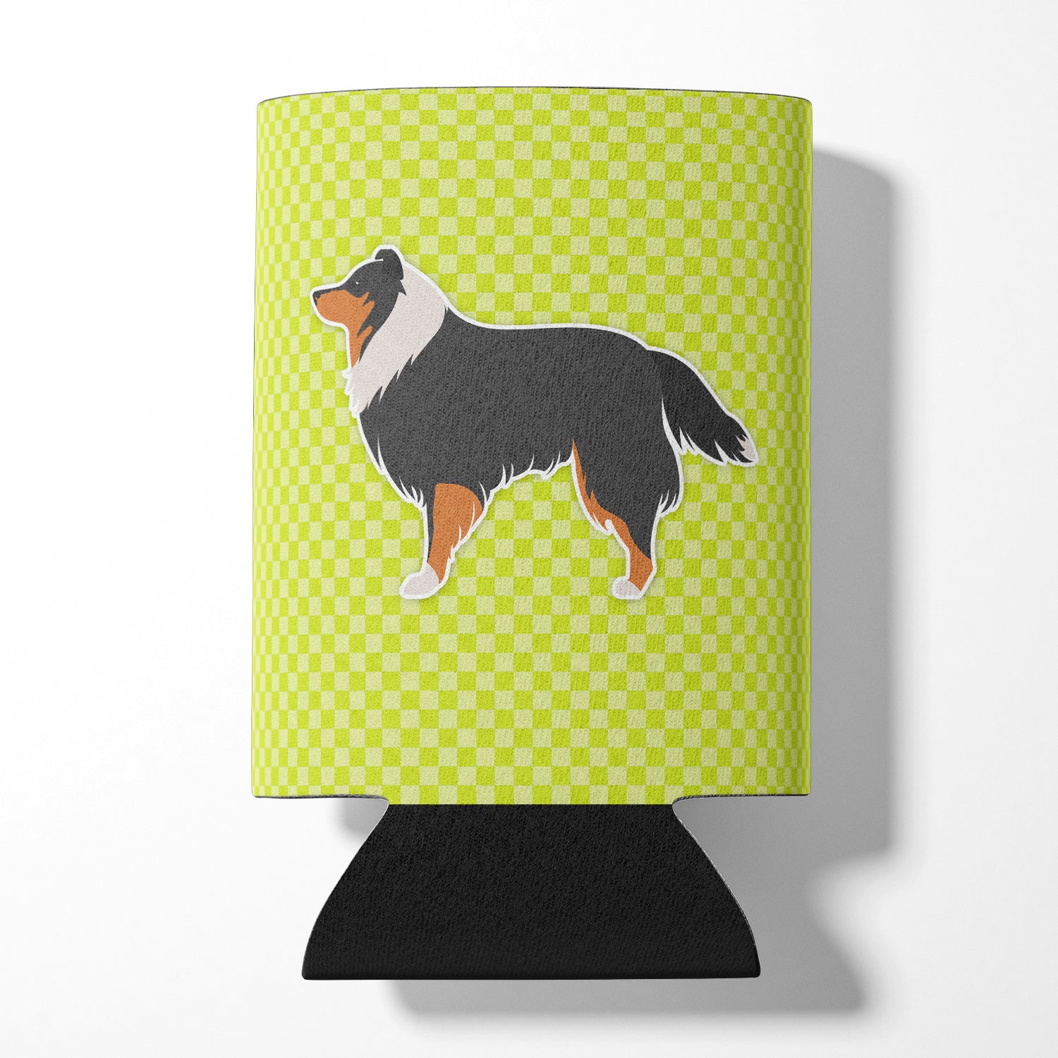 Sheltie/Shetland Sheepdog Checkerboard Green Can or Bottle Hugger BB3830CC