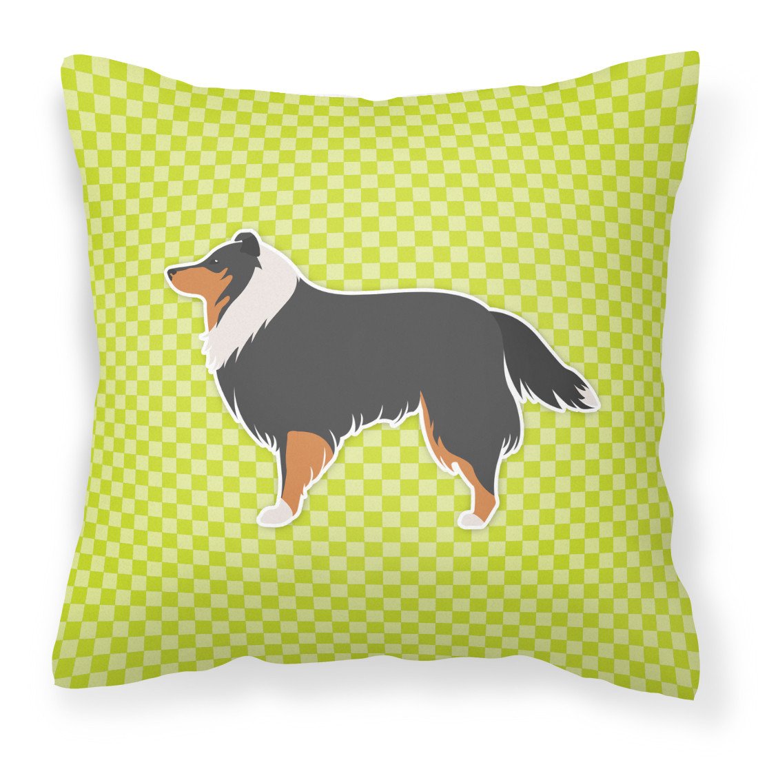 Sheltie/Shetland Sheepdog Checkerboard Green Fabric Decorative Pillow BB3830PW1818 by Caroline's Treasures