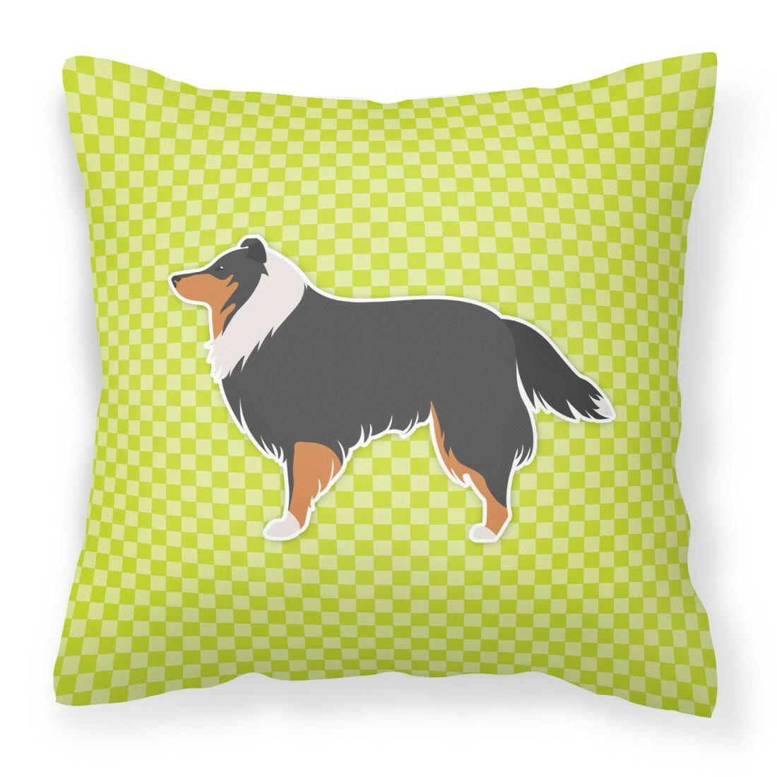 Sheltie/Shetland Sheepdog Checkerboard Green Fabric Decorative Pillow BB3830PW1818 by Caroline&#39;s Treasures