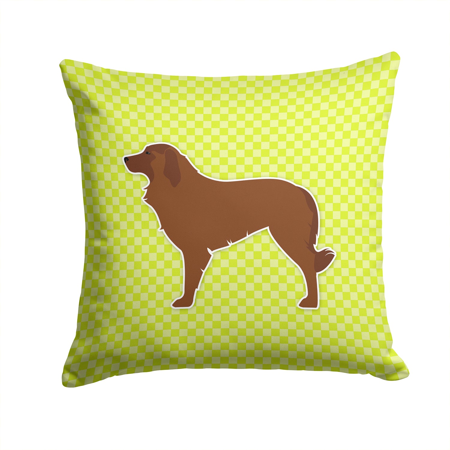 Portuguese Sheepdog Dog Checkerboard Green Fabric Decorative Pillow BB3831PW1414 - the-store.com