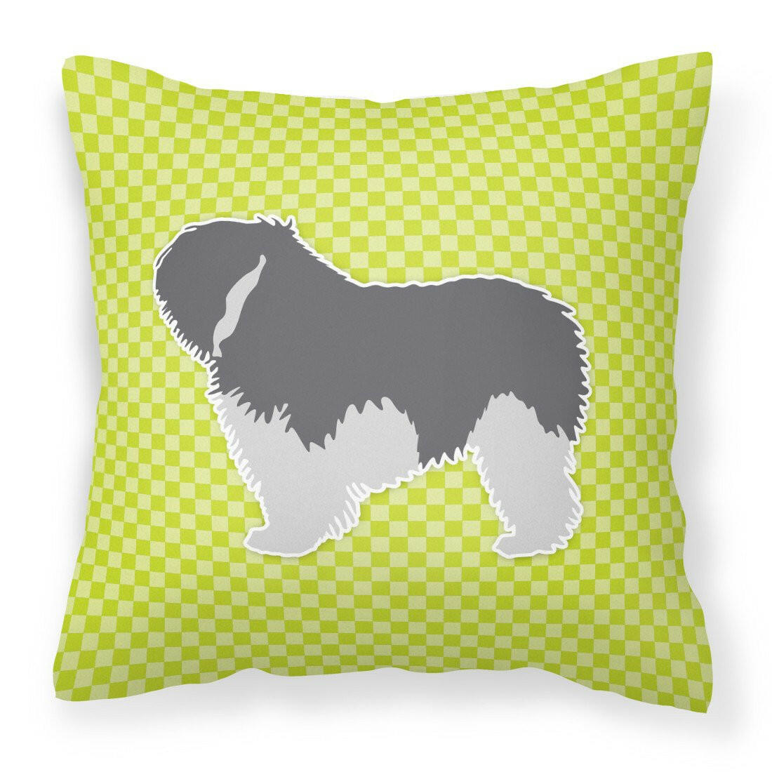Polish Lowland Sheepdog Dog Checkerboard Green Fabric Decorative Pillow BB3832PW1818 by Caroline&#39;s Treasures