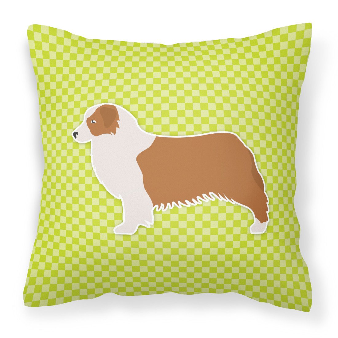 Australian Shepherd Dog Checkerboard Green Fabric Decorative Pillow BB3833PW1818 by Caroline&#39;s Treasures