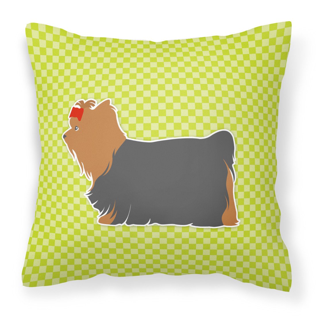 Yorkshire Terrier Yorkie Checkerboard Green Fabric Decorative Pillow BB3834PW1818 by Caroline's Treasures